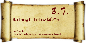 Balanyi Trisztán névjegykártya